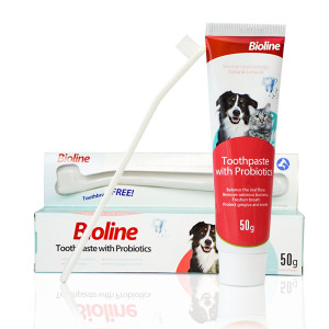 Bioline Toothpaste with Probiotics with Strawberry Flavor for Cats &amp; Dogs, 50G