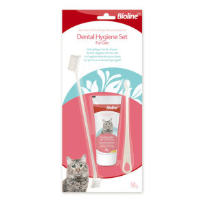 Bioline Dental Hygiene Set for Cats || Pet Toothpaste Toothbrush Cat Tooth Brush