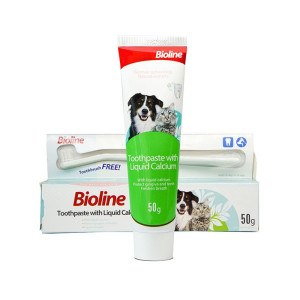 Bioline Tooth Paste With Liquid Calcium Freshens Dog Breath 50 G, Multicolor