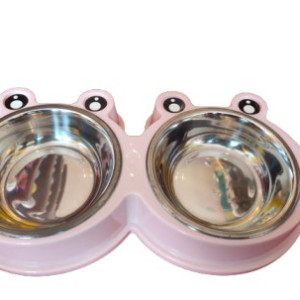 Cat Ear Double Food Bowl for Pet Cat &amp; Puppy